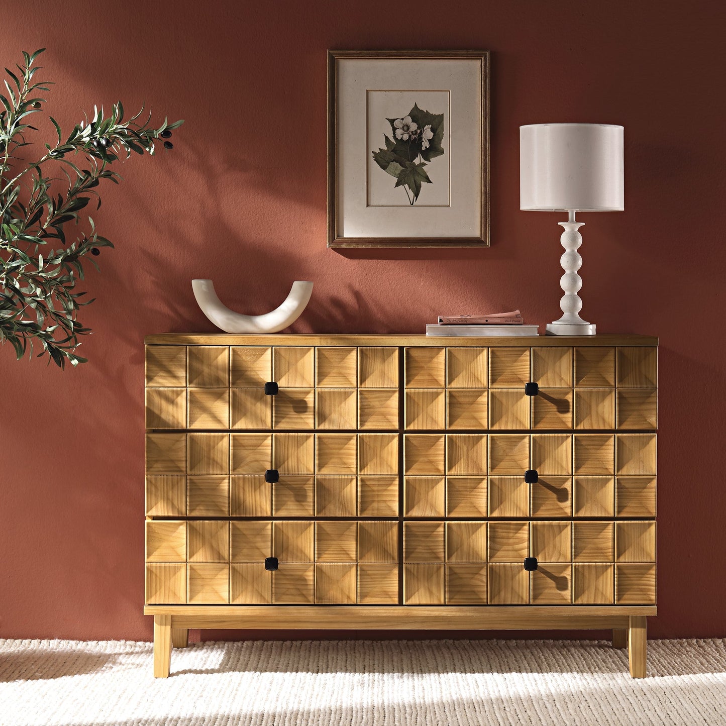 Commode 6 tiroirs Gibbs, naturel