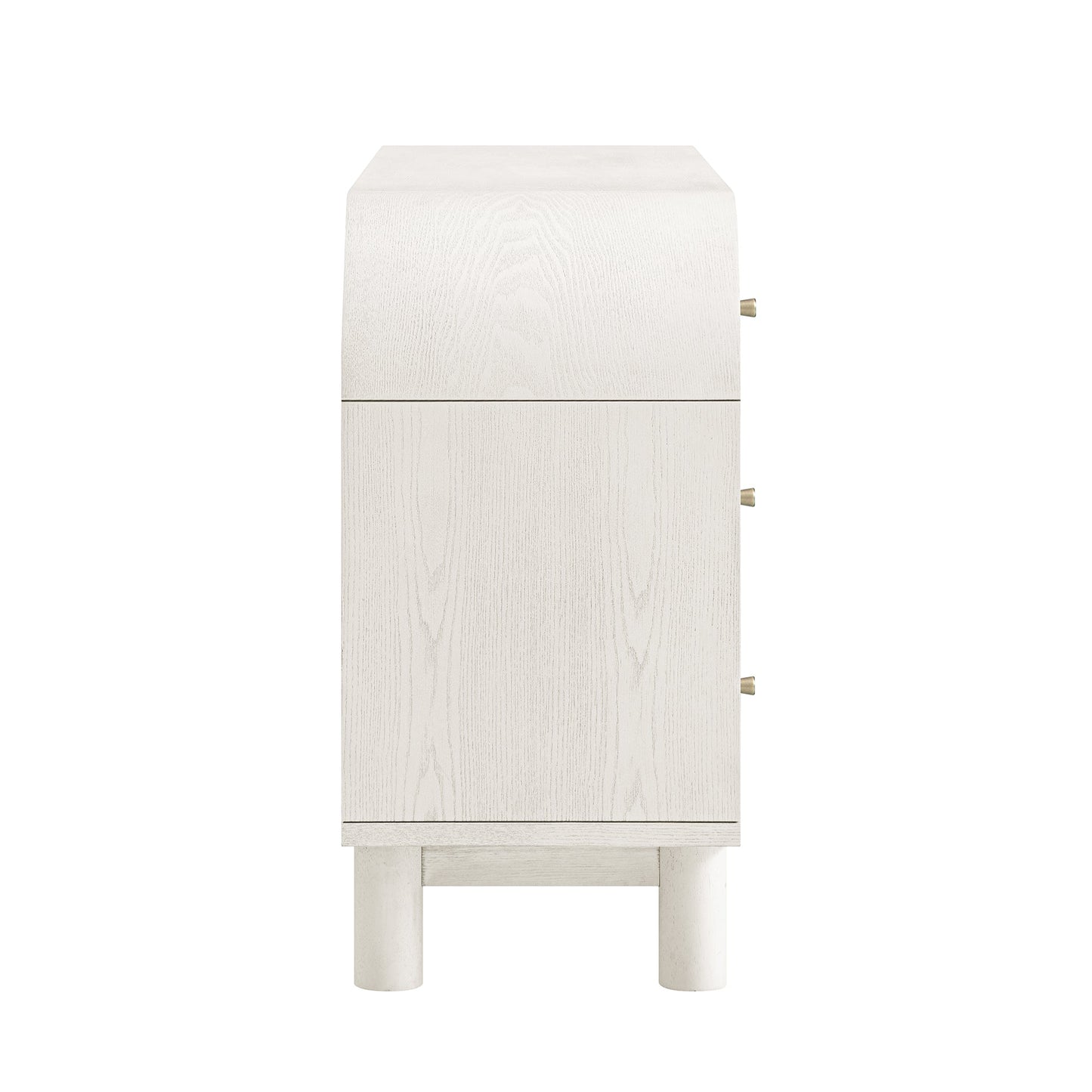 Commode Maude 6 tiroirs, frêne blanc lavé avec raphia