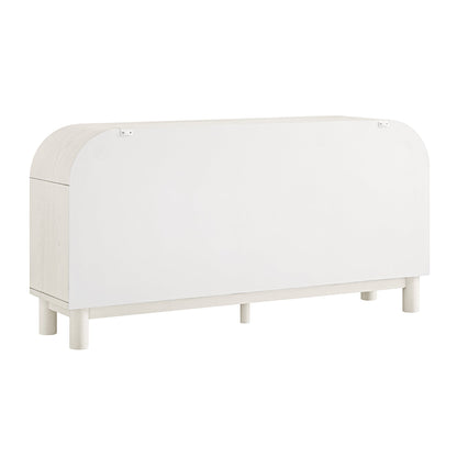 Commode Maude 6 tiroirs, frêne blanc lavé avec raphia