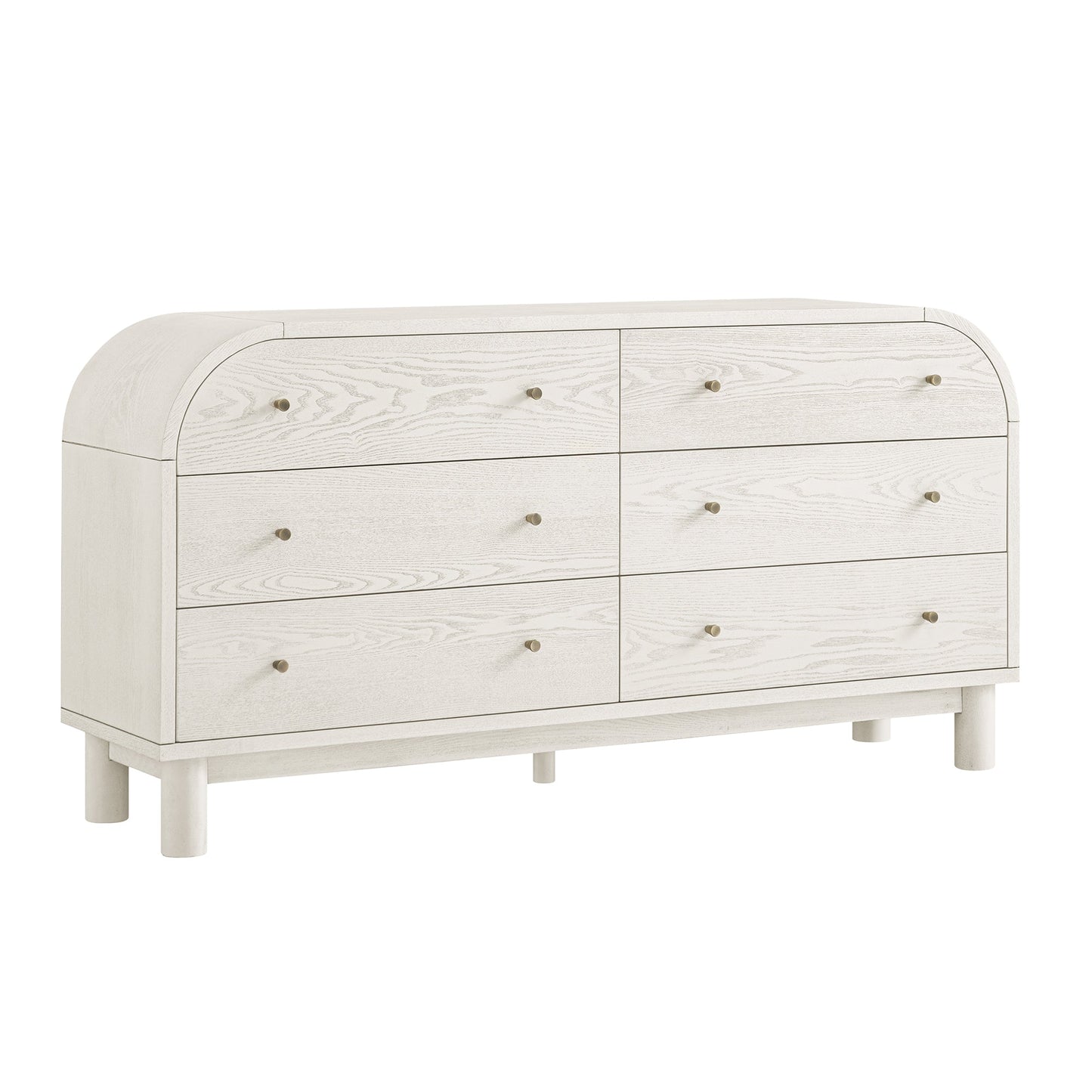 Commode Maude 6 tiroirs, frêne blanc lavé