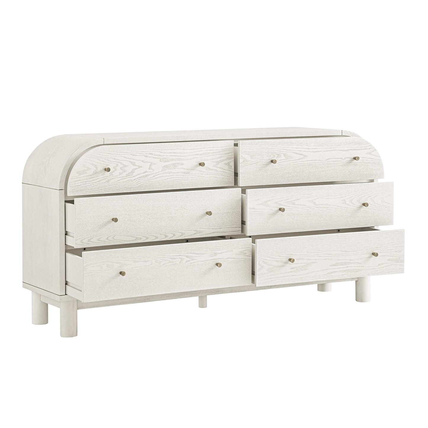 Commode Maude 6 tiroirs, frêne blanc lavé