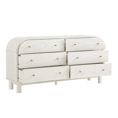 Commode Maude 6 tiroirs, frêne blanc lavé