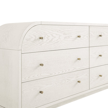 Commode Maude 6 tiroirs, frêne blanc lavé