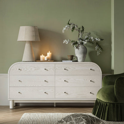 Commode Maude 6 tiroirs, frêne blanc lavé