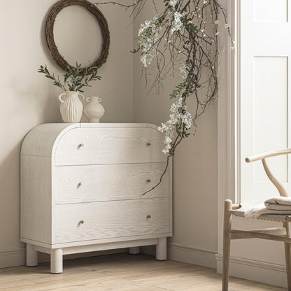 Commode 3 tiroirs Maude, frêne blanc lavé