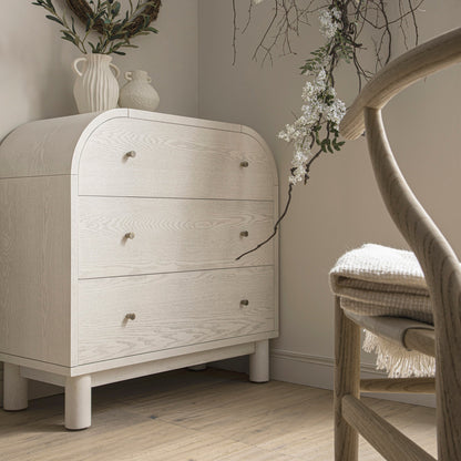 Commode 3 tiroirs Maude, frêne blanc lavé