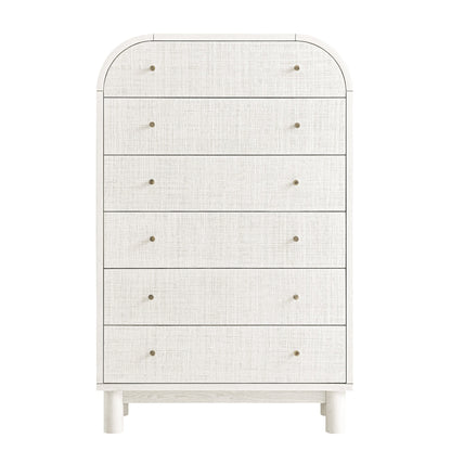 Commode haute Maude, frêne blanc lavé avec raphia
