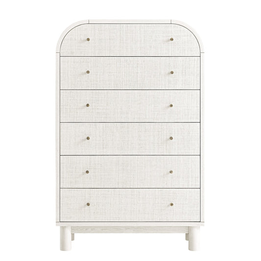 Commode haute Maude, frêne blanc lavé avec raphia