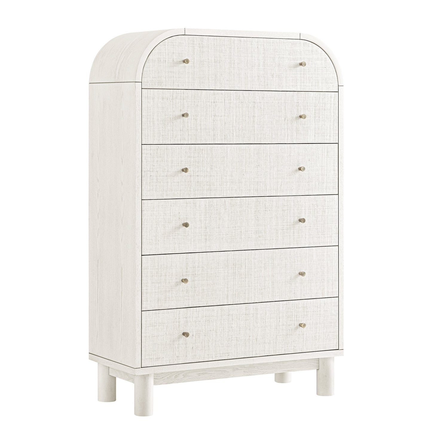 Commode haute Maude, frêne blanc lavé avec raphia