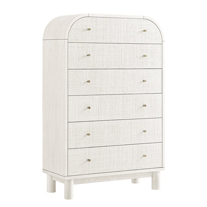 Commode haute Maude, frêne blanc lavé avec raphia