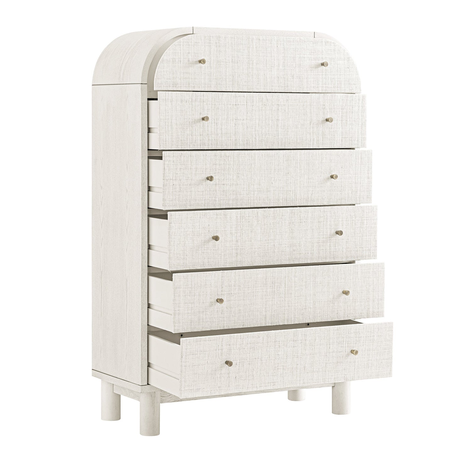 Commode haute Maude, frêne blanc lavé avec raphia