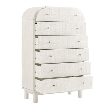 Commode haute Maude, frêne blanc lavé avec raphia