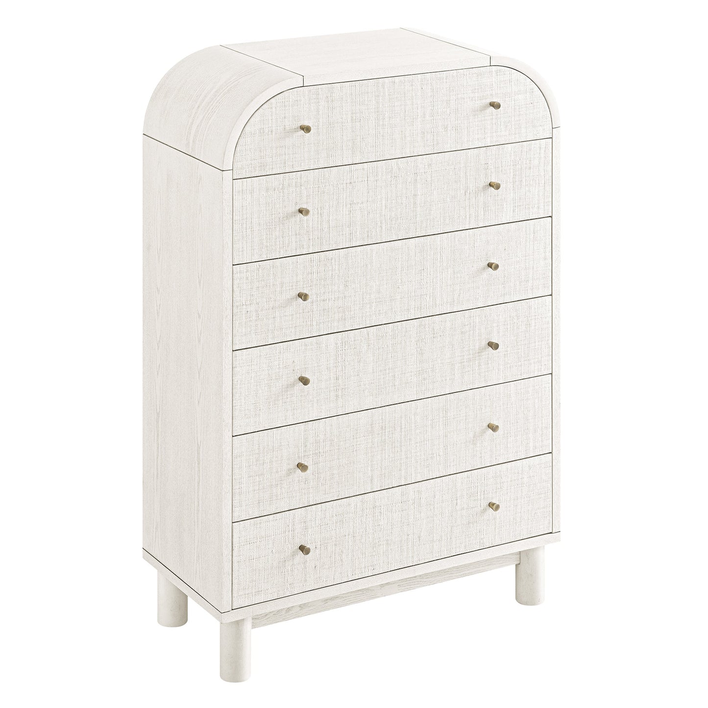 Commode haute Maude, frêne blanc lavé avec raphia