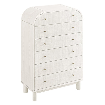 Commode haute Maude, frêne blanc lavé avec raphia
