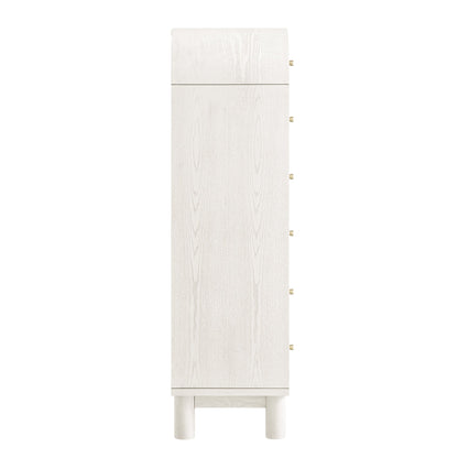 Commode haute Maude, frêne blanc lavé avec raphia