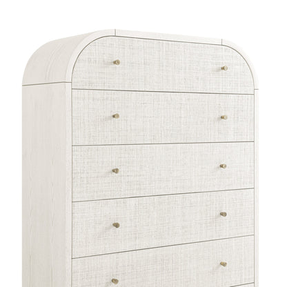 Commode haute Maude, frêne blanc lavé avec raphia