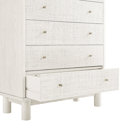 Commode haute Maude, frêne blanc lavé avec raphia