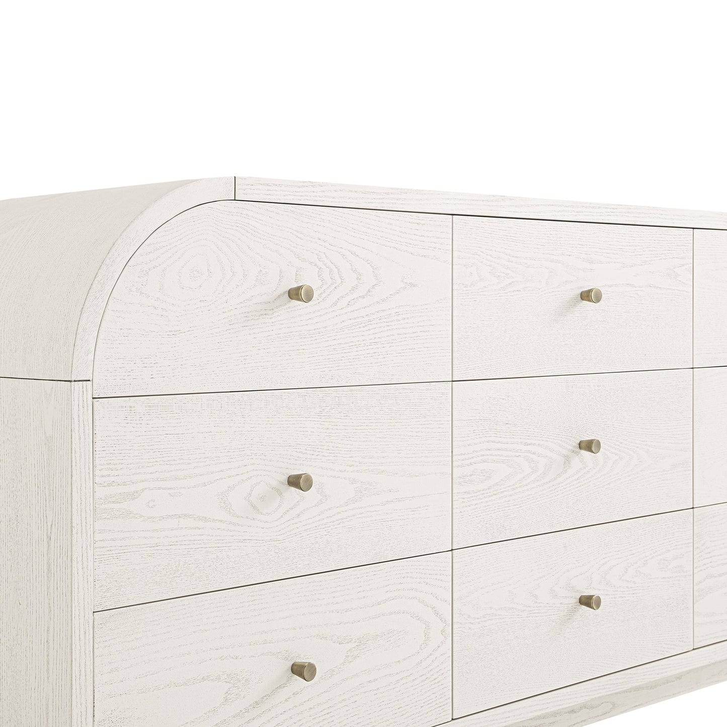 Commode Maude à 9 tiroirs, frêne blanc lavé