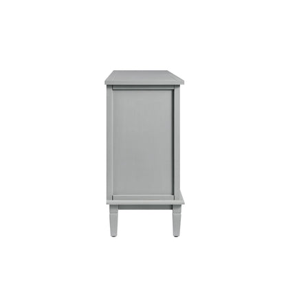 Commode large à 6 tiroirs sculptée Chantilly gris moyen