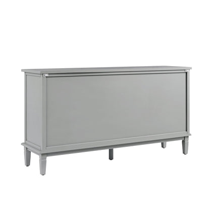 Commode large à 6 tiroirs sculptée Chantilly gris moyen