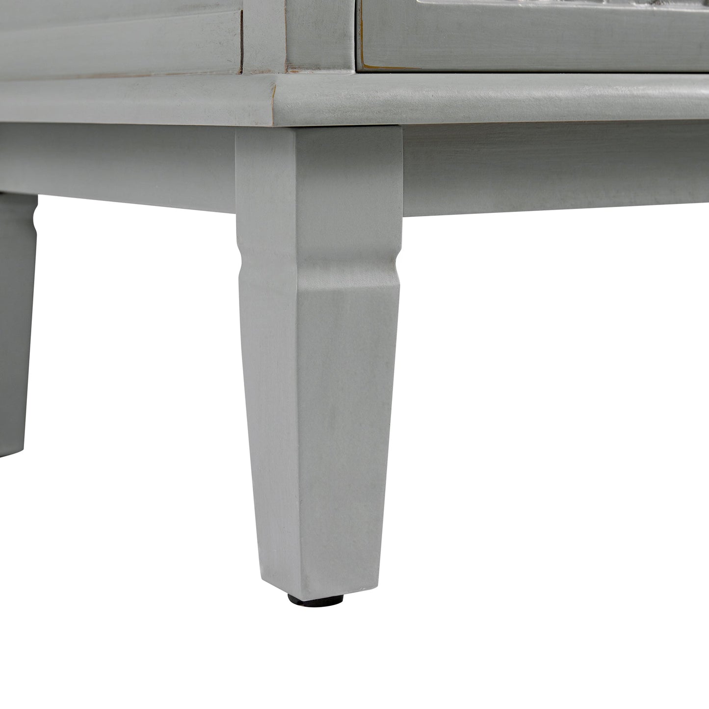 Commode large à 6 tiroirs sculptée Chantilly gris moyen