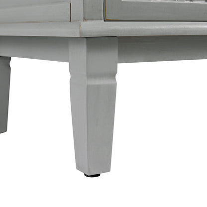 Commode large à 6 tiroirs sculptée Chantilly gris moyen