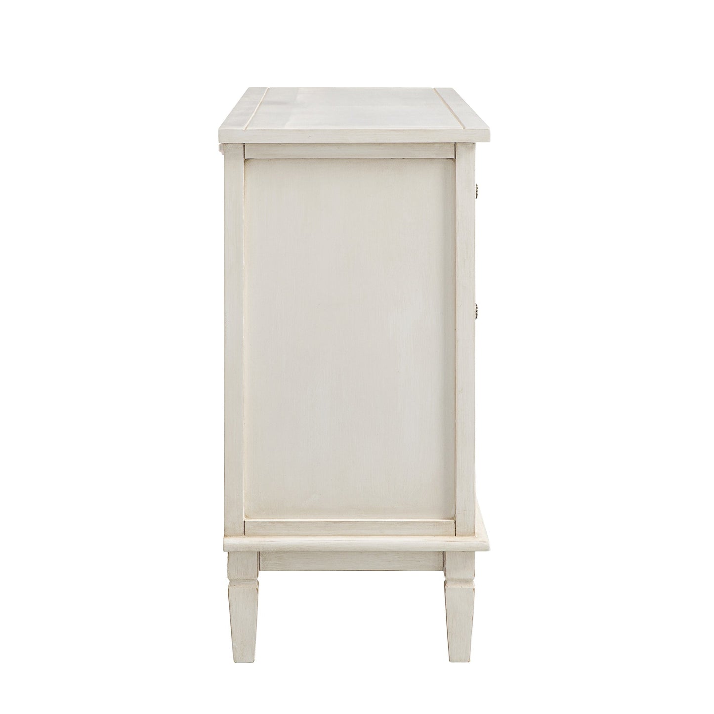 Commode large à 6 tiroirs sculptée et blanchie à la chaux de Chantilly