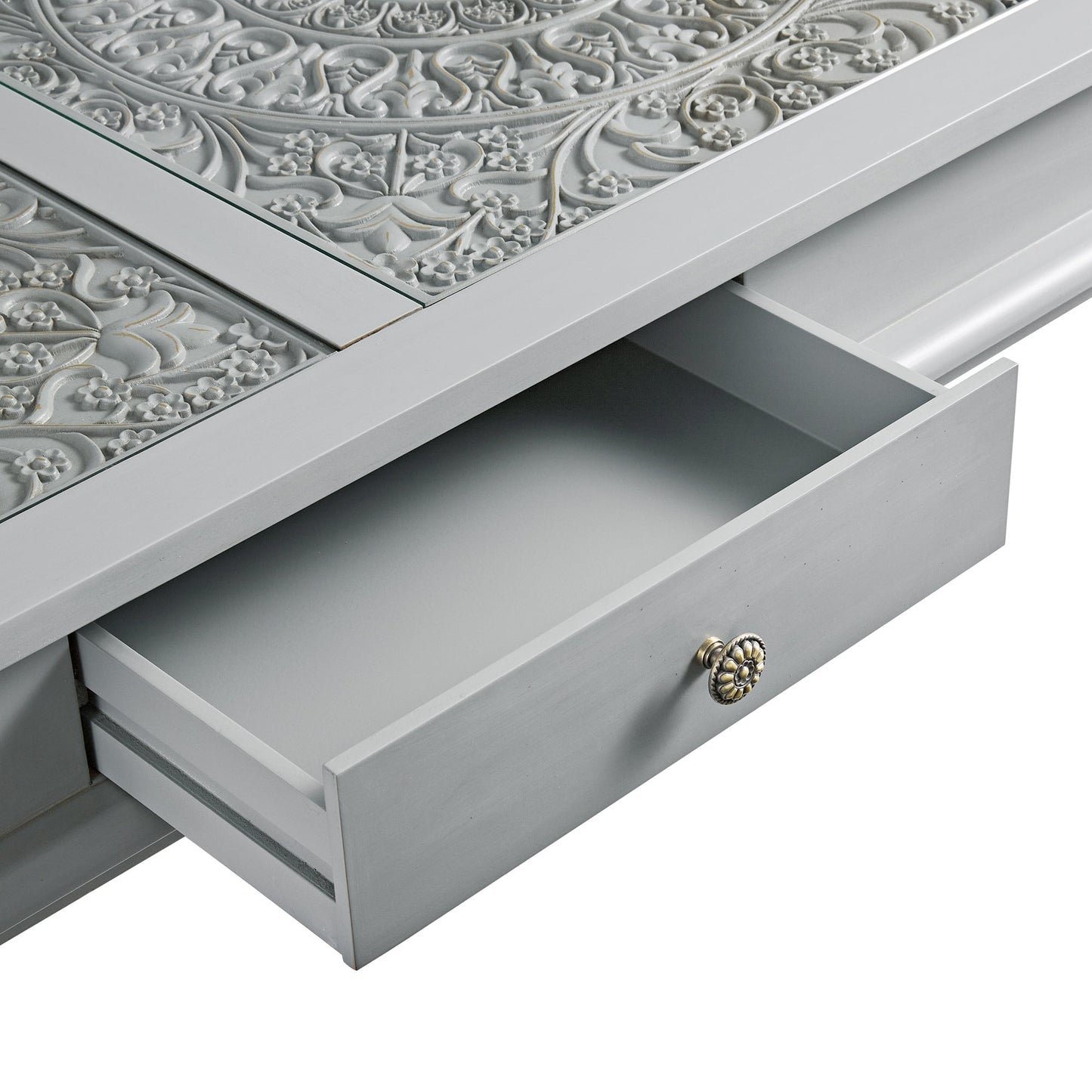 Table basse Chantilly gris moyen avec tiroirs