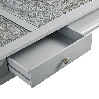 Table basse Chantilly gris moyen avec tiroirs