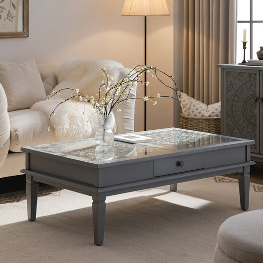 Table basse Chantilly gris moyen avec tiroirs