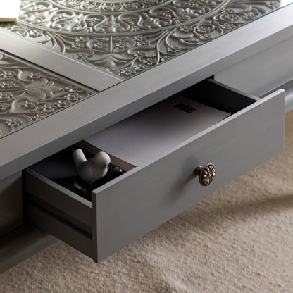 Table basse Chantilly gris moyen avec tiroirs