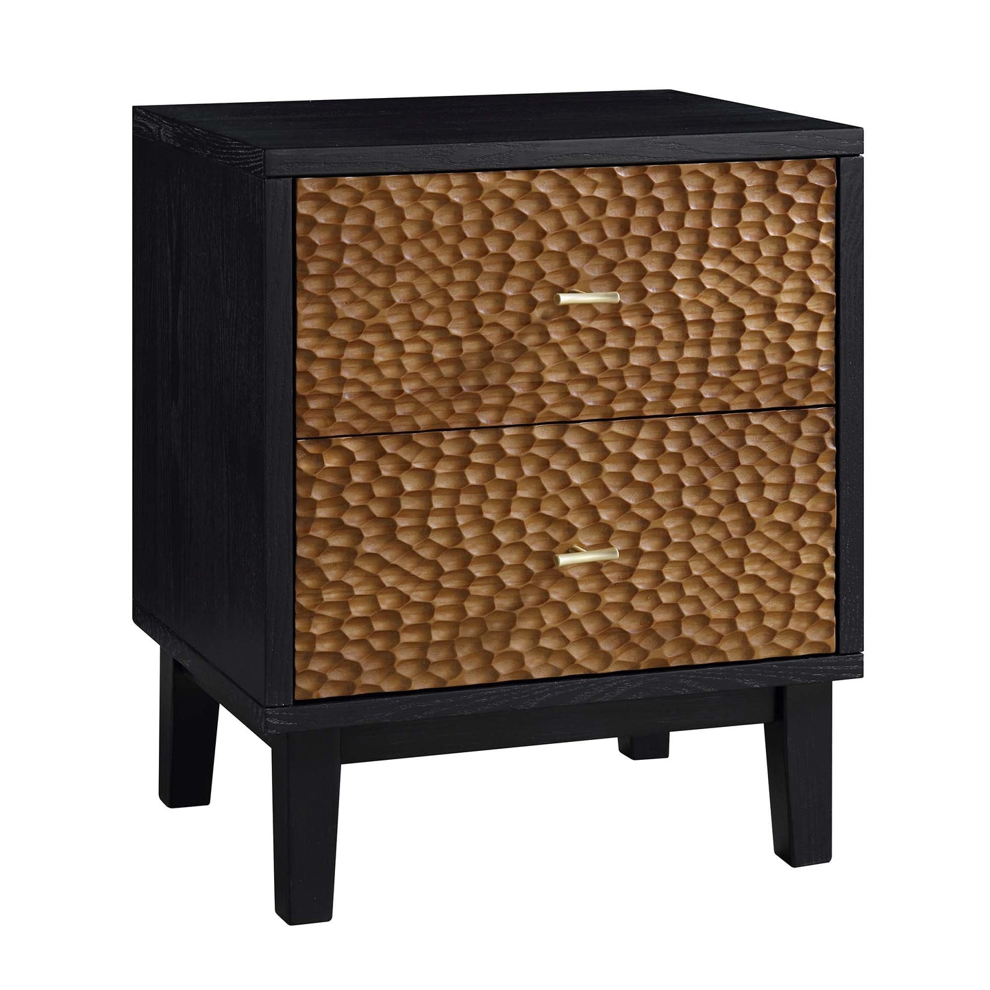 Table de chevet sculptée Bianca Chip, bronze antique et noir