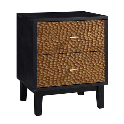 Table de chevet sculptée Bianca Chip, bronze antique et noir