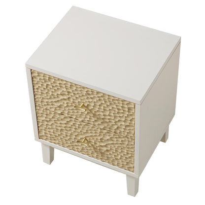 Table de chevet sculptée Bianca Chip, beige sable et ivoire