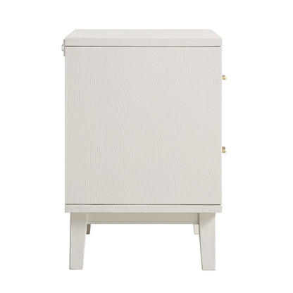 Table de chevet sculptée Bianca Chip, beige sable et ivoire