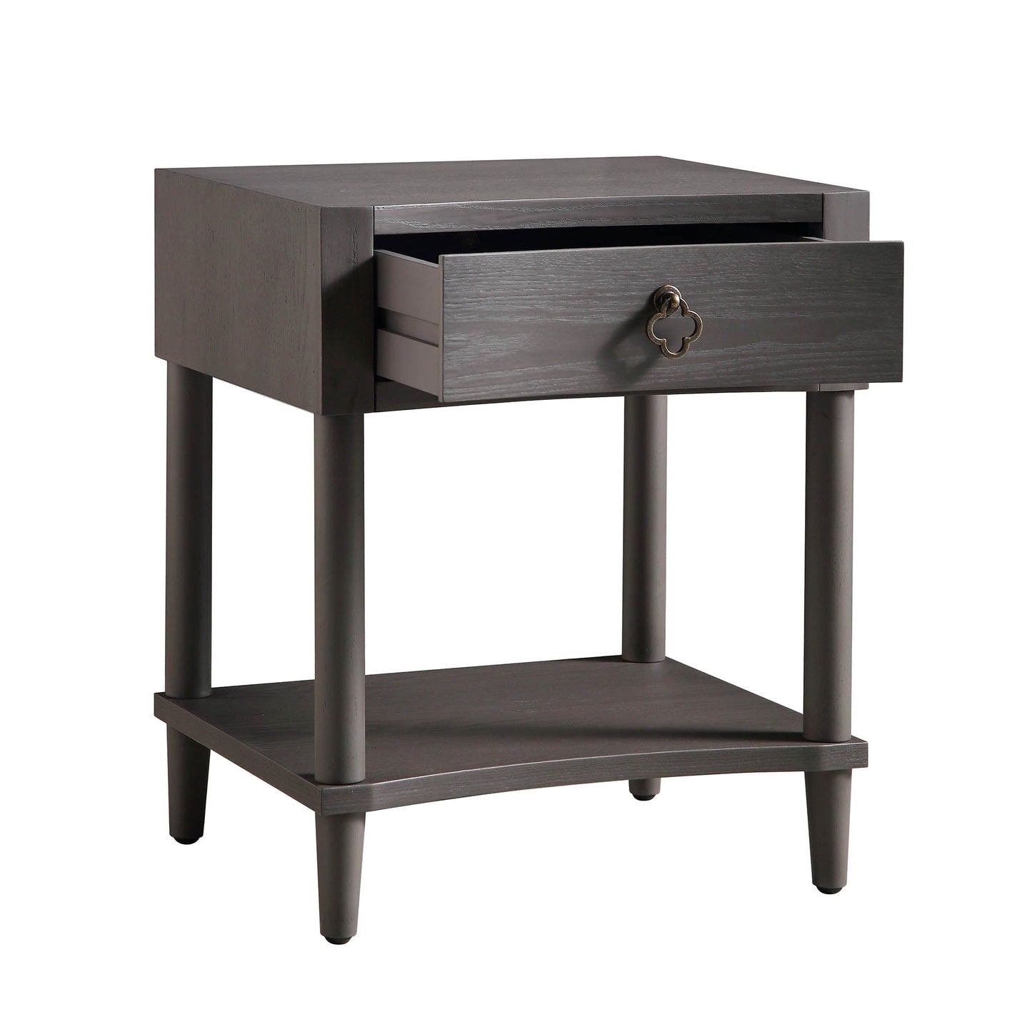 Table de chevet concave Thalia à 1 tiroir, chêne argenté