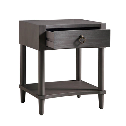 Table de chevet concave Thalia à 1 tiroir, chêne argenté