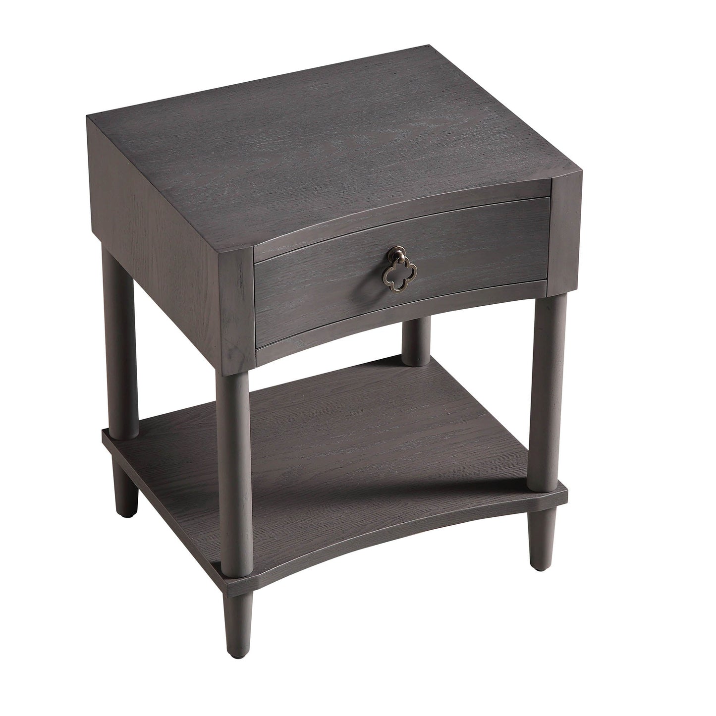 Table de chevet concave Thalia à 1 tiroir, chêne argenté