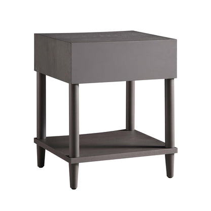 Table de chevet concave Thalia à 1 tiroir, chêne argenté