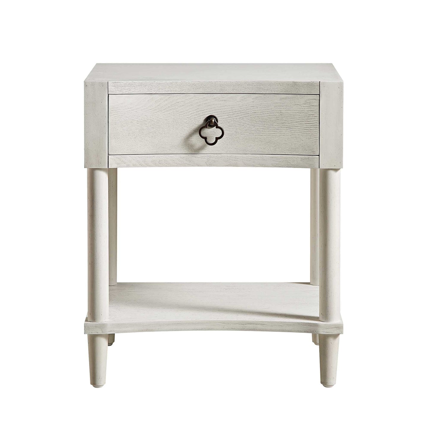 Table de chevet concave Thalia à 1 tiroir, blanc délavé