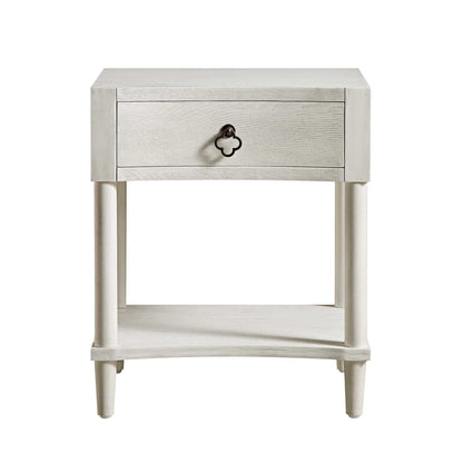 Table de chevet concave Thalia à 1 tiroir, blanc délavé
