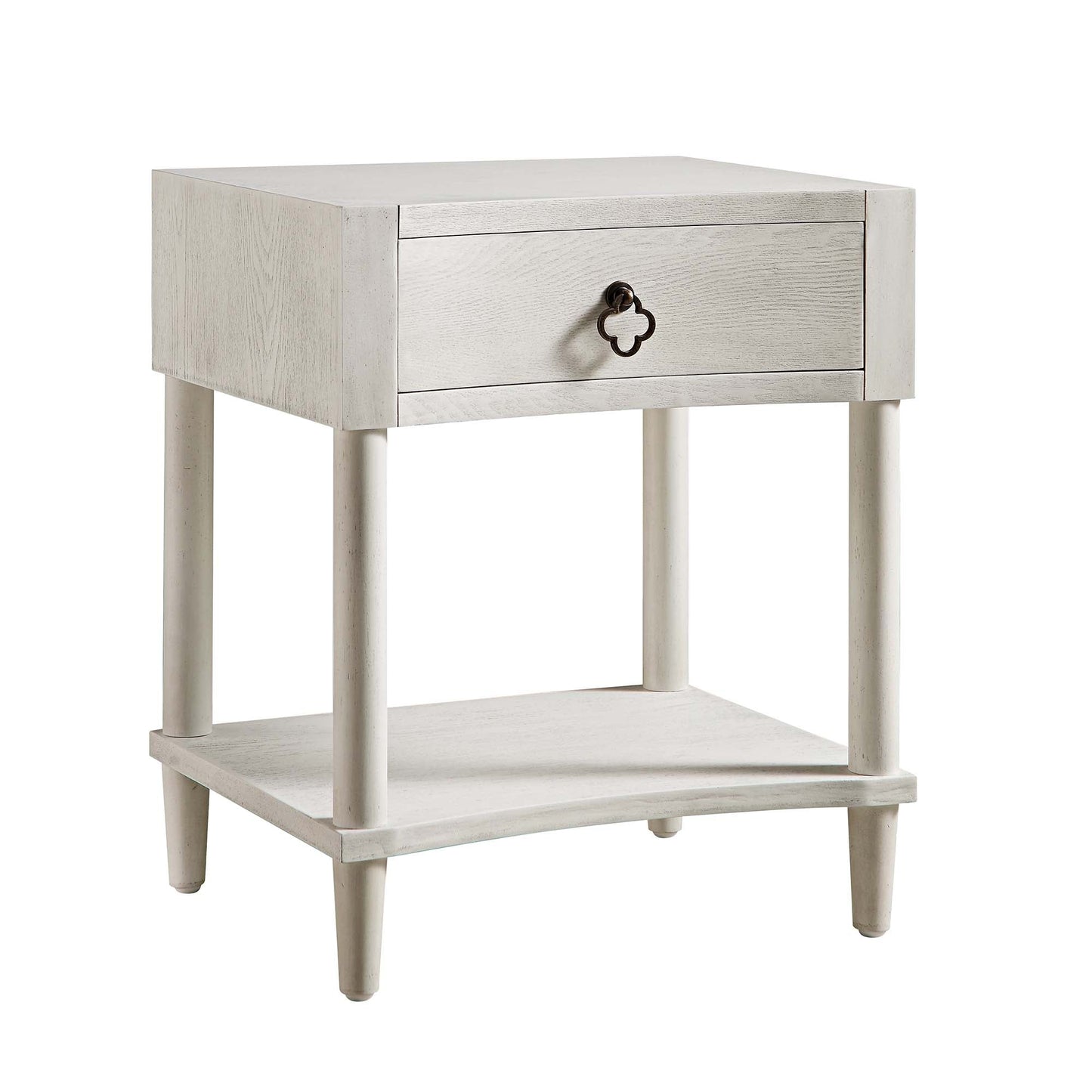 Table de chevet concave Thalia à 1 tiroir, blanc délavé