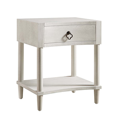 Table de chevet concave Thalia à 1 tiroir, blanc délavé