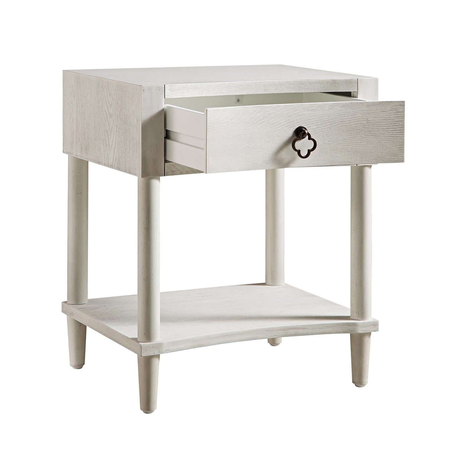 Table de chevet concave Thalia à 1 tiroir, blanc délavé