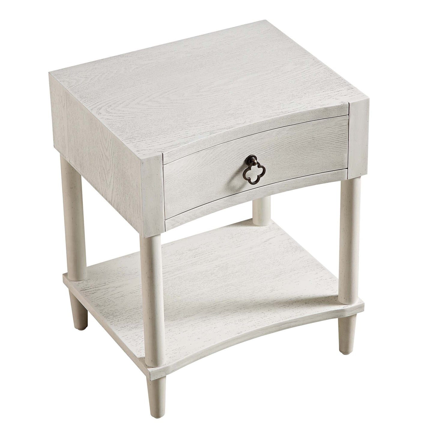 Table de chevet concave Thalia à 1 tiroir, blanc délavé