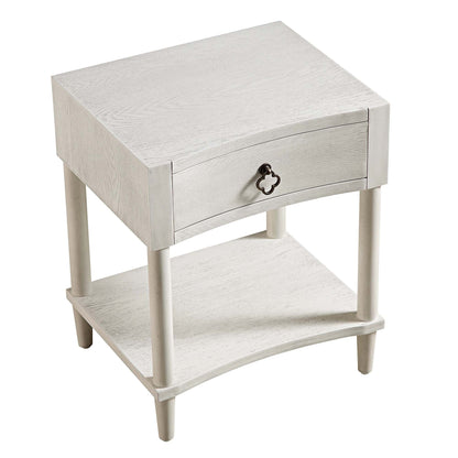 Table de chevet concave Thalia à 1 tiroir, blanc délavé