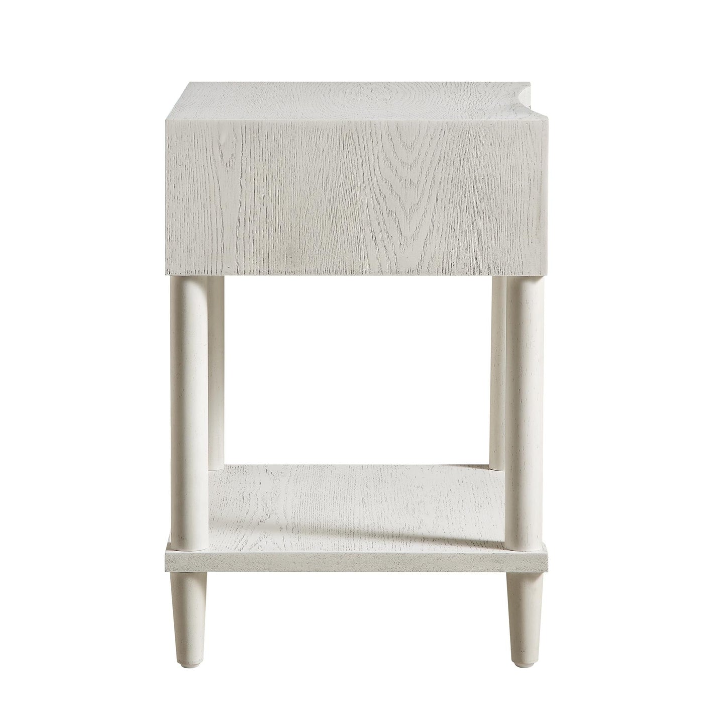 Table de chevet concave Thalia à 1 tiroir, blanc délavé