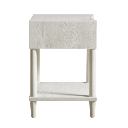 Table de chevet concave Thalia à 1 tiroir, blanc délavé