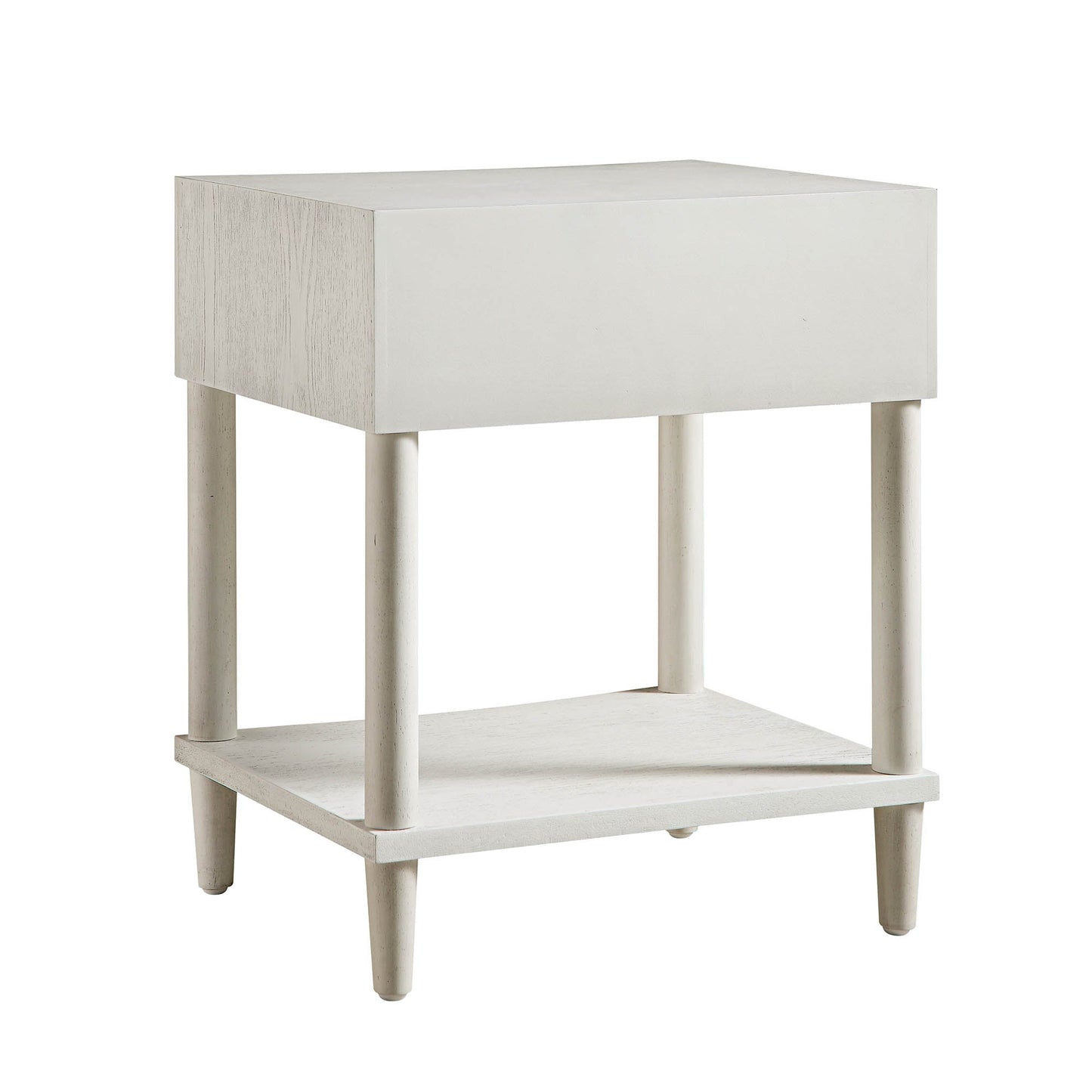 Table de chevet concave Thalia à 1 tiroir, blanc délavé