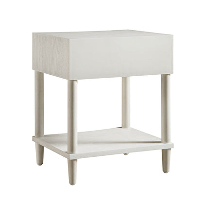 Table de chevet concave Thalia à 1 tiroir, blanc délavé